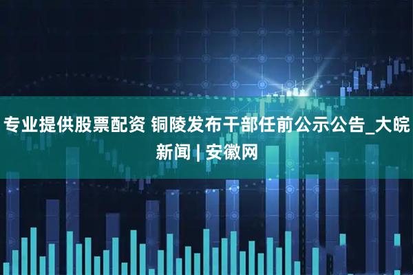 专业提供股票配资 铜陵发布干部任前公示公告_大皖新闻 | 安徽网